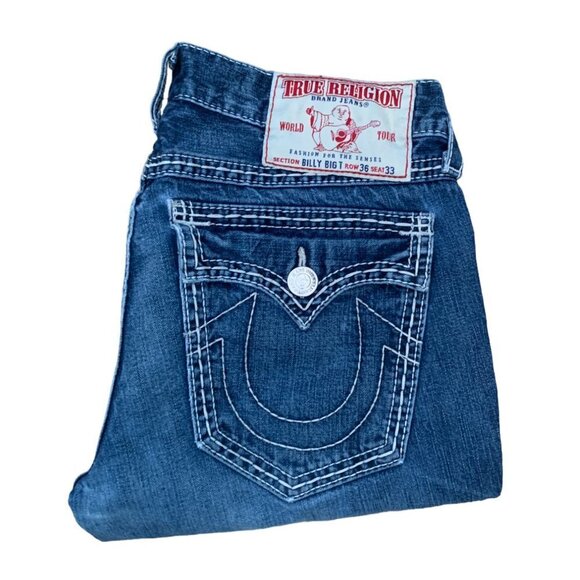Vintage True Religion Jeans Size 36 BILLY BIG T Blue - Picture 1 of 6